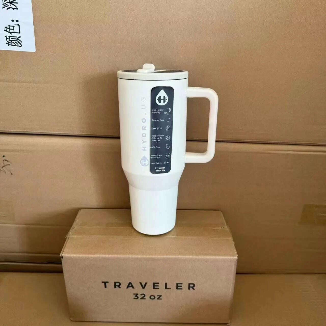 KIMLUD, HydroJug Tumbler 32OZ/40OZ Traveler Straw Lid Stainless Steel Vacuum Insulated Car Mug Double Wall Thermal Iced Travel, Cream / 32OZ, KIMLUD APPAREL - Womens Clothes