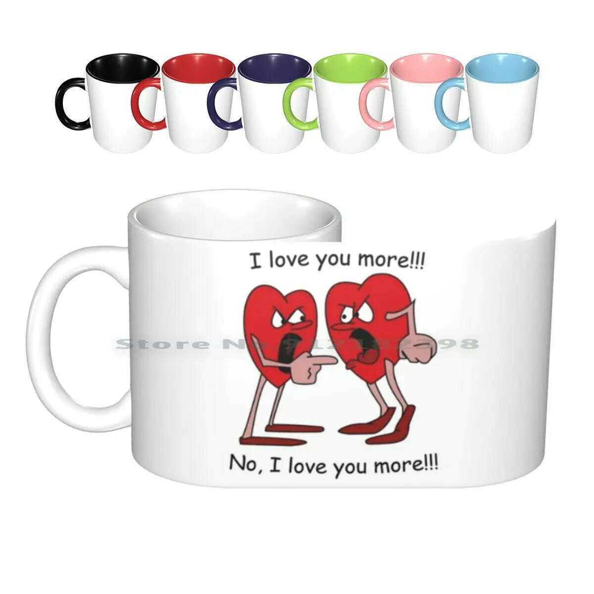 KIMLUD, I Love You More! Ceramic Mugs Coffee Cups Milk Tea Mug Hearts Love Valentines Day Romantic Creative Trending Vintage Gift, KIMLUD Women's Clothes