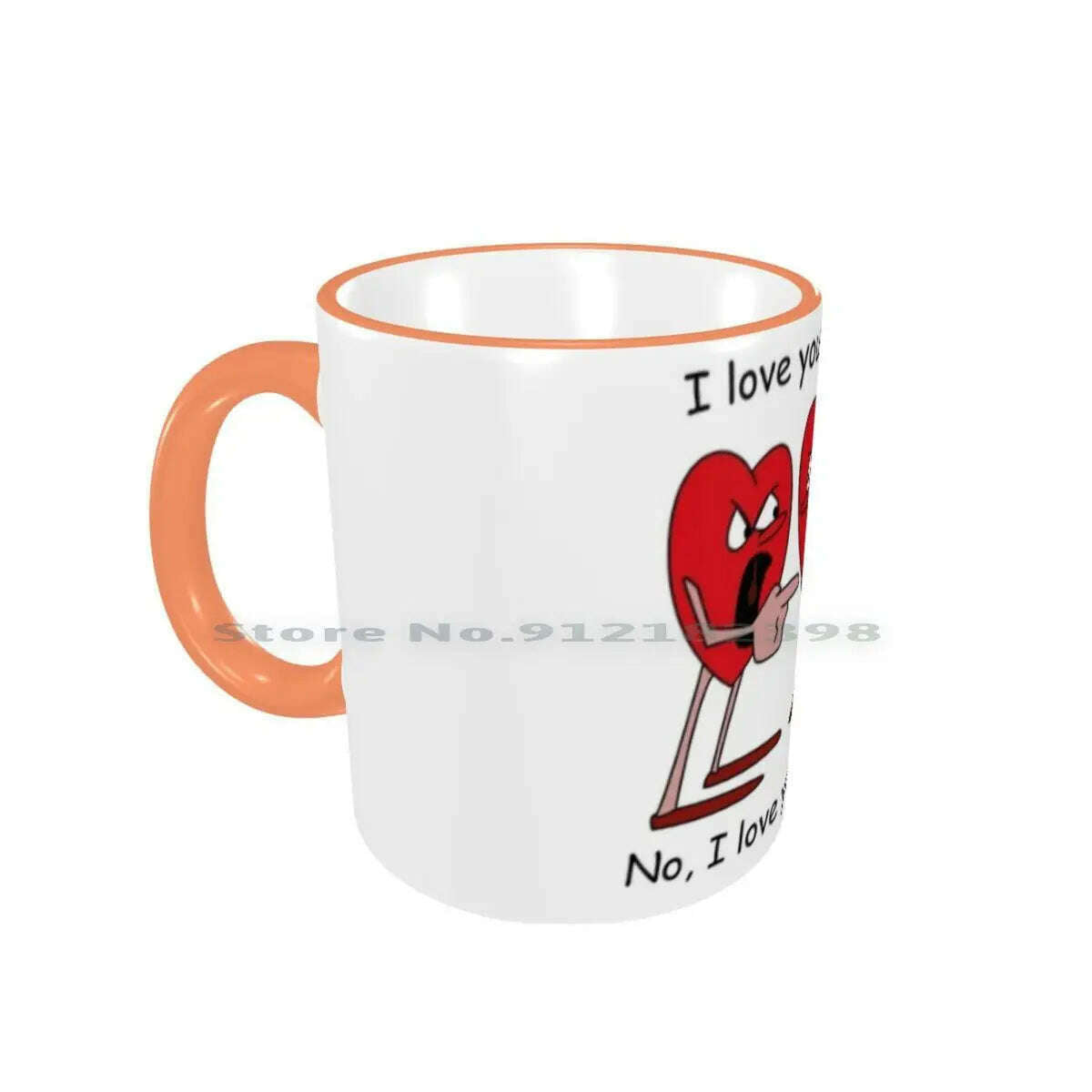 KIMLUD, I Love You More! Ceramic Mugs Coffee Cups Milk Tea Mug Hearts Love Valentines Day Romantic Creative Trending Vintage Gift, Border Orange Mug / One Size, KIMLUD APPAREL - Womens Clothes