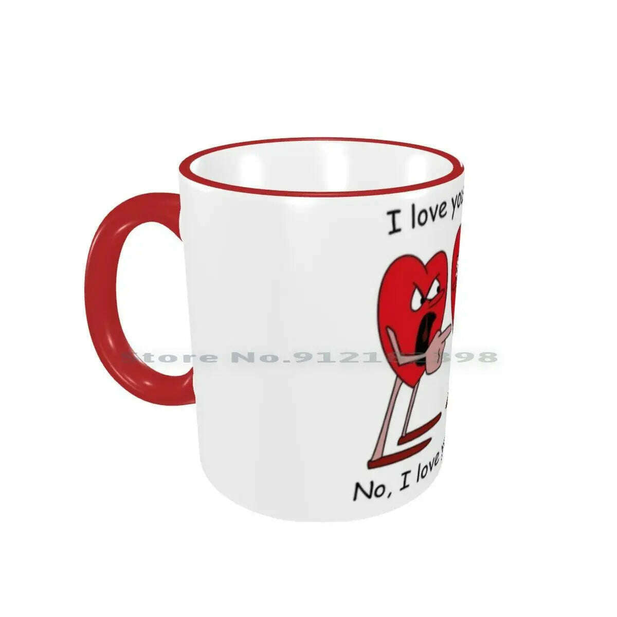 KIMLUD, I Love You More! Ceramic Mugs Coffee Cups Milk Tea Mug Hearts Love Valentines Day Romantic Creative Trending Vintage Gift, Border Red Mug / One Size, KIMLUD APPAREL - Womens Clothes
