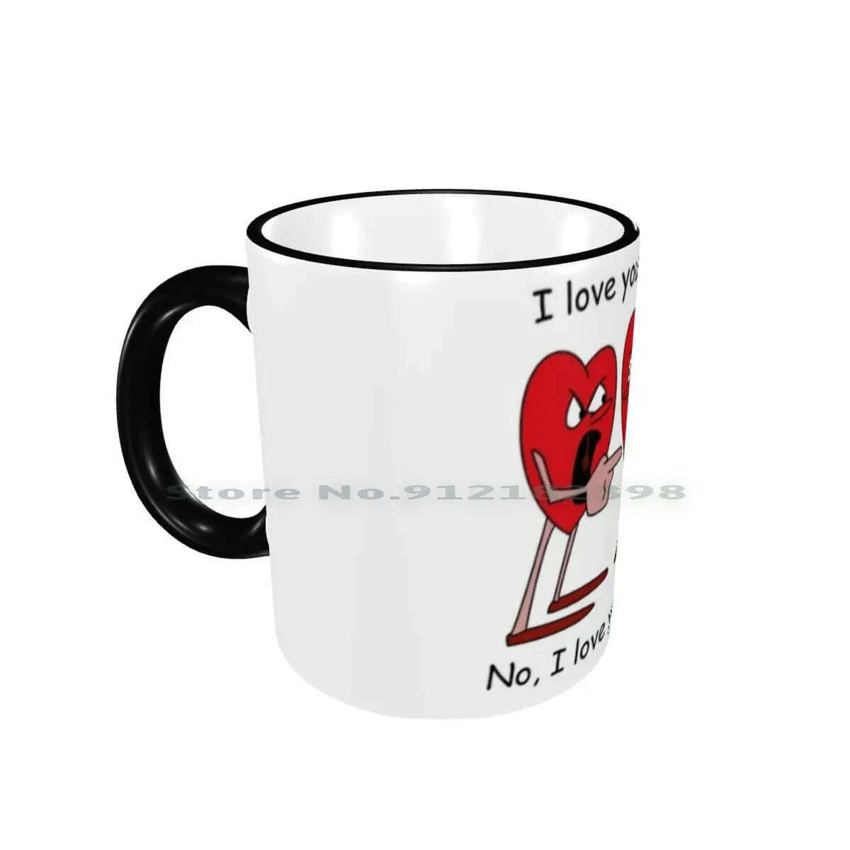 KIMLUD, I Love You More! Ceramic Mugs Coffee Cups Milk Tea Mug Hearts Love Valentines Day Romantic Creative Trending Vintage Gift, Border Black Mug / One Size, KIMLUD APPAREL - Womens Clothes