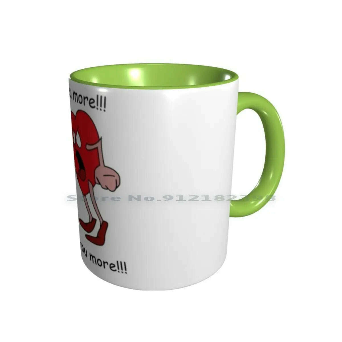 KIMLUD, I Love You More! Ceramic Mugs Coffee Cups Milk Tea Mug Hearts Love Valentines Day Romantic Creative Trending Vintage Gift, Double Green Mug / One Size, KIMLUD APPAREL - Womens Clothes