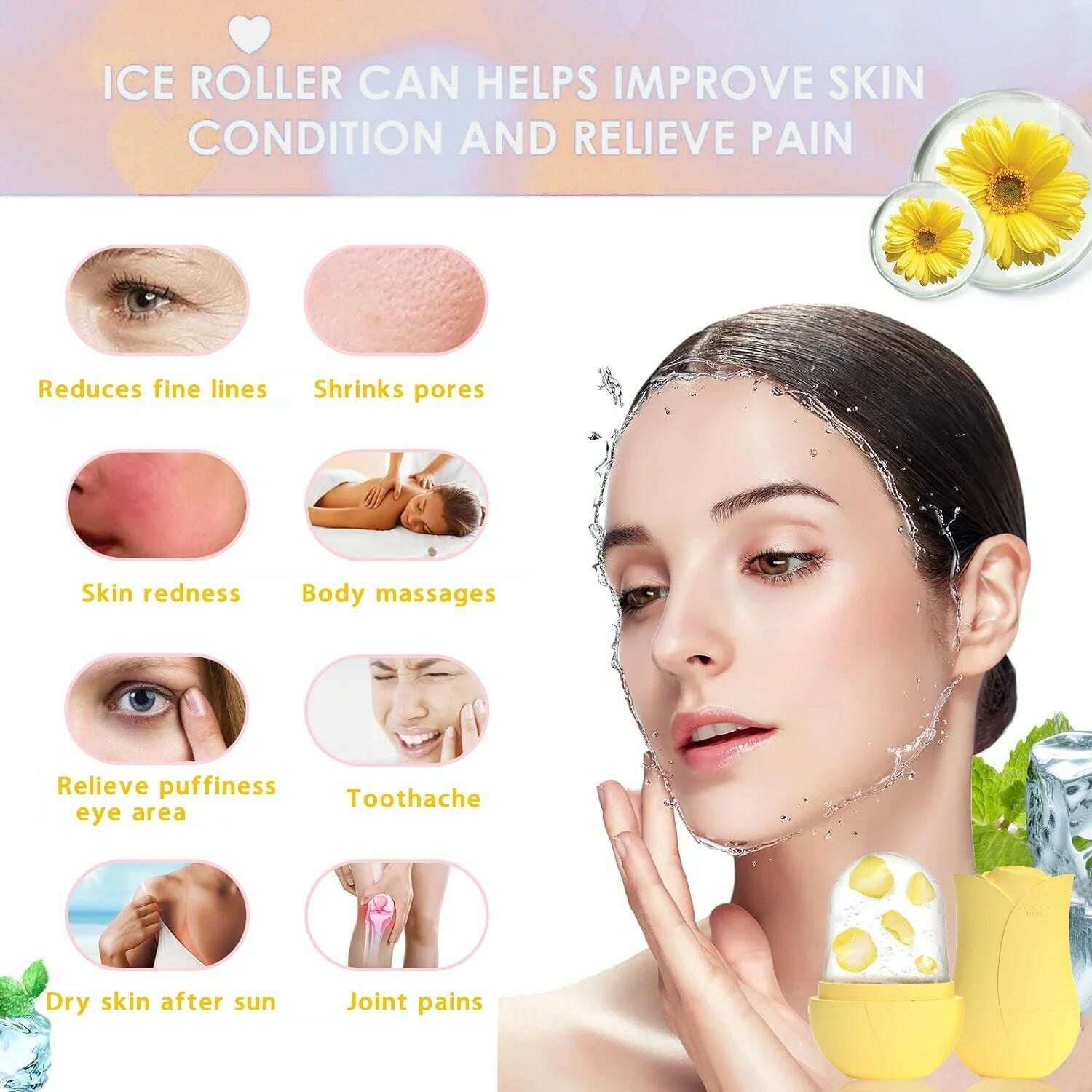KIMLUD, Ice Roller Mold For Face Icing Cold Therapy for Muscle Redness Bruises Skin Care Beauty Tool, KIMLUD Women's Clothes