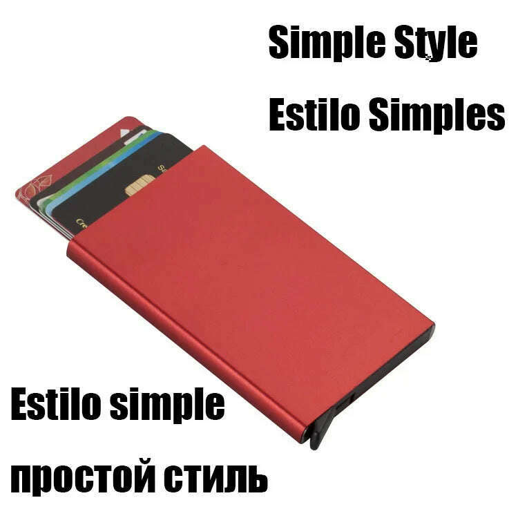KIMLUD, ID Credit Bank Card Holder Wallet Luxury Brand Men Anti Rfid Blocking Protected Magic Leather Slim Mini Small Money Wallets Case, Simple Version Red, KIMLUD Womens Clothes