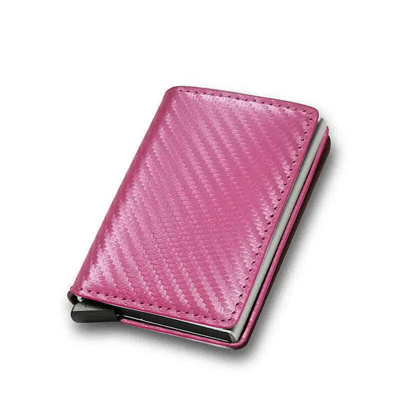 KIMLUD, ID Credit Bank Card Holder Wallet Luxury Brand Men Anti Rfid Blocking Protected Magic Leather Slim Mini Small Money Wallets Case, Type1-Pink, KIMLUD Womens Clothes