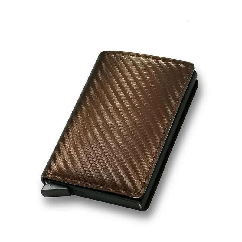 KIMLUD, ID Credit Bank Card Holder Wallet Luxury Brand Men Anti Rfid Blocking Protected Magic Leather Slim Mini Small Money Wallets Case, Type1-Brown, KIMLUD Womens Clothes