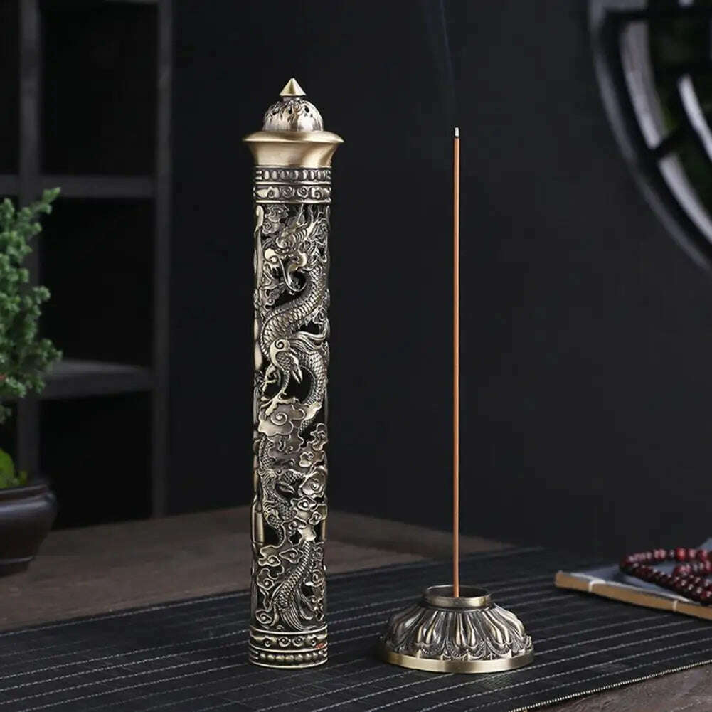 KIMLUD, Incense Burners Hollow Carving Antique Style Vertical Incense Stick Holder Tea Room Decor for Office, KIMLUD Womens Clothes