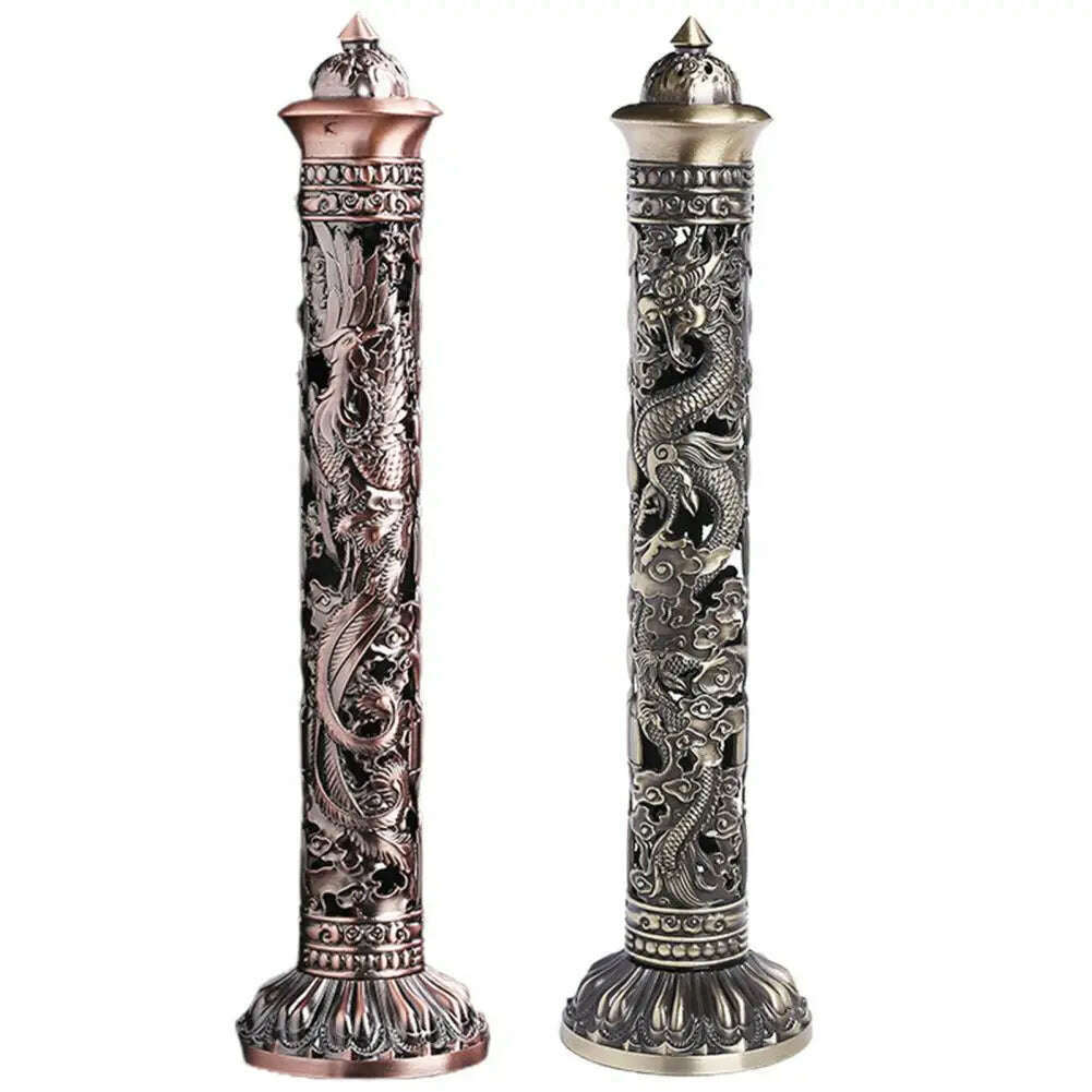 KIMLUD, Incense Burners Hollow Carving Antique Style Vertical Incense Stick Holder Tea Room Decor for Office, KIMLUD Womens Clothes