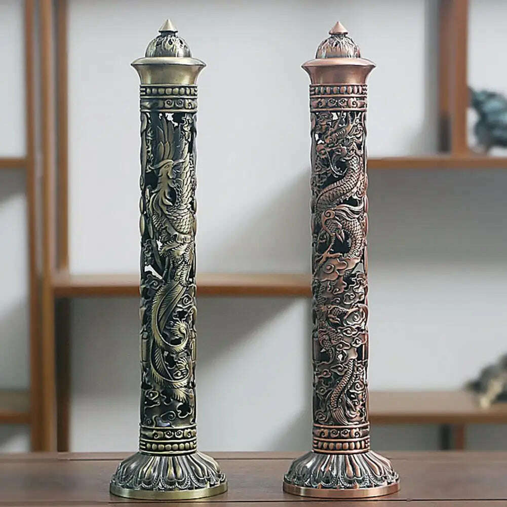 KIMLUD, Incense Burners Hollow Carving Antique Style Vertical Incense Stick Holder Tea Room Decor for Office, KIMLUD Womens Clothes