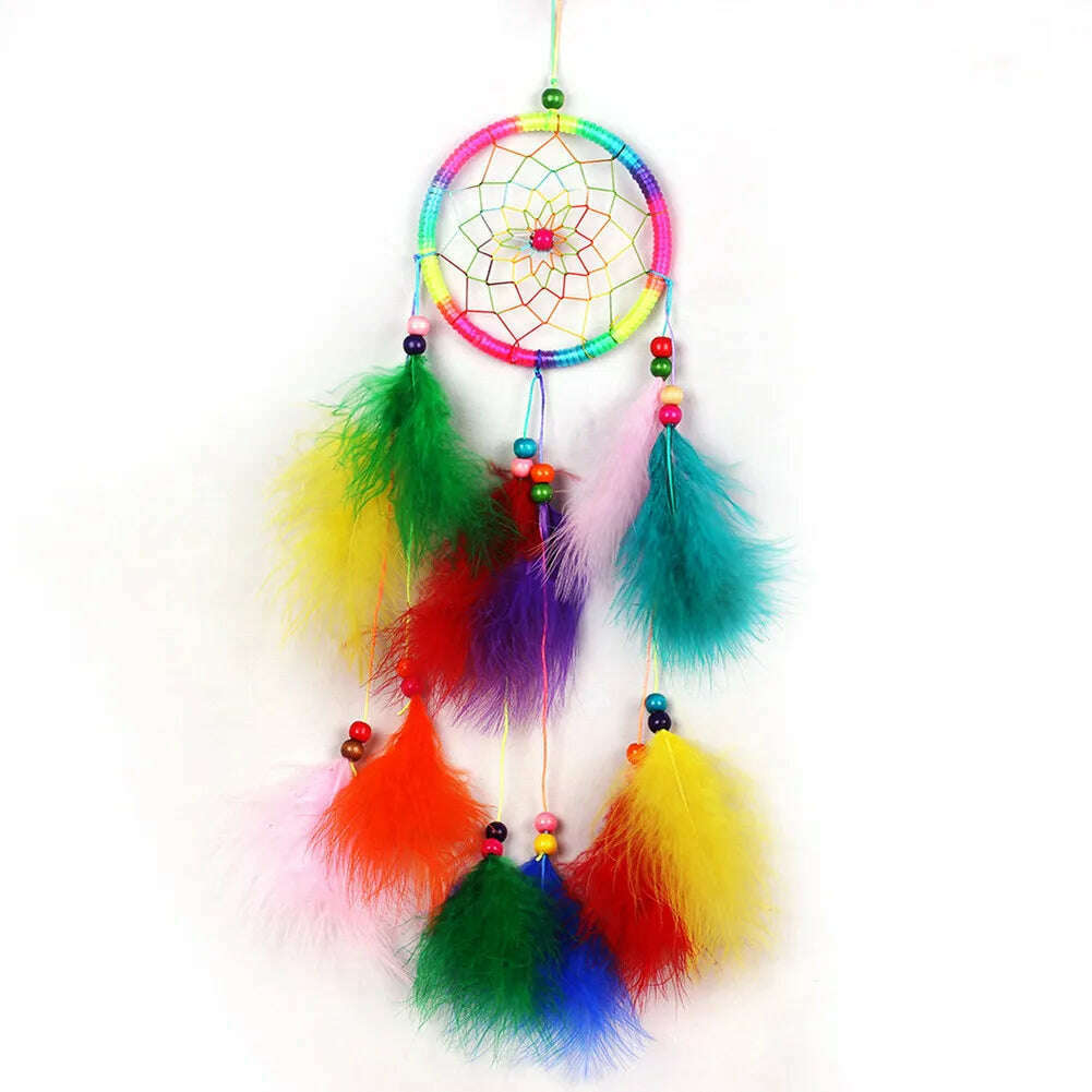 Indian Style Dreamcatcher Handmade Wind Chimes Hanging Pendant Dream Catcher Home Wall Art Hangings Decorations - KIMLUD