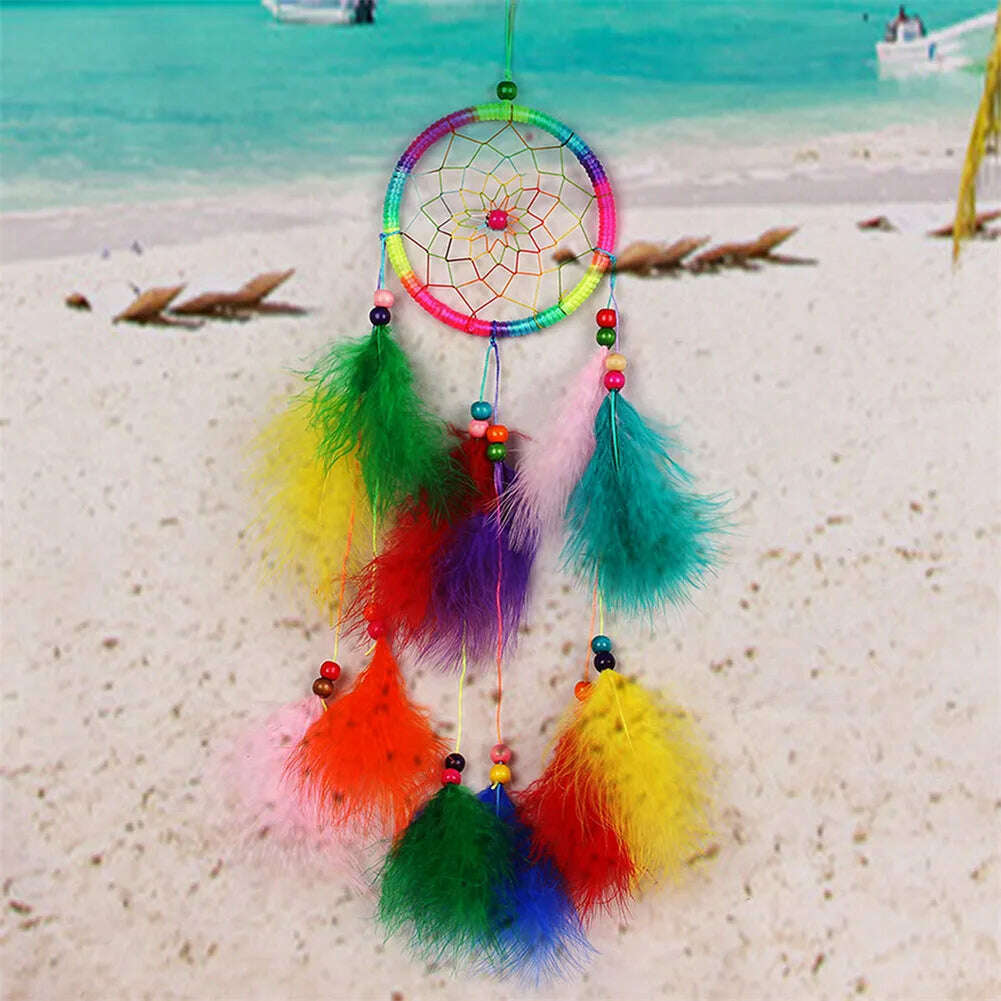 Indian Style Dreamcatcher Handmade Wind Chimes Hanging Pendant Dream Catcher Home Wall Art Hangings Decorations - KIMLUD