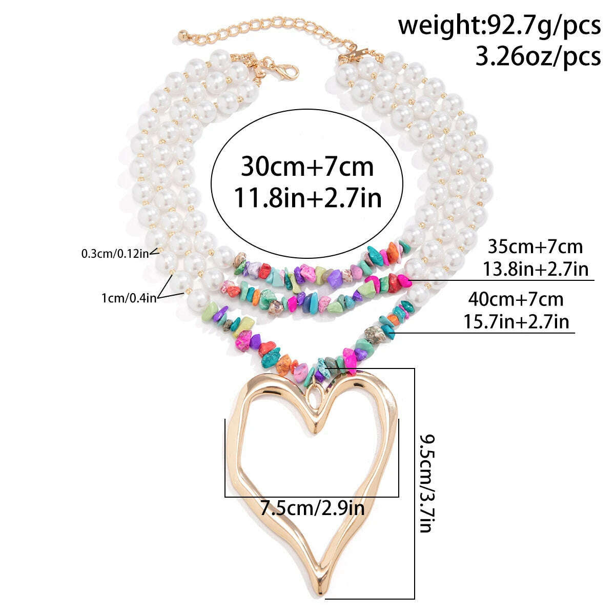 KIMLUD, Ingemark Elegant Big Love Heart Pendant Choker Necklace for Women Multilayer Imitation Pearl Chain Grunge Jewelry Steampunk Gift, KIMLUD Womens Clothes