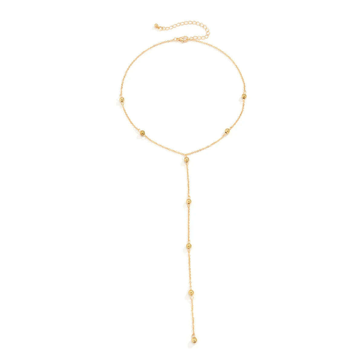 KIMLUD, Ingemark Minimalism 2022 Long Tassel Necklace for Women Girls Vintage Chest Thin Chain Ball Pendant Female Neck Jewelry Gift New, KIMLUD Womens Clothes