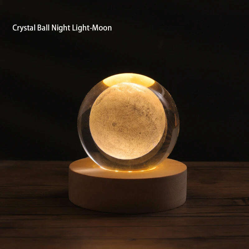 KIMLUD, Interstellar Universe Moon Crystal Ball Night Light Desktop Bedroom Home Decoration Romantic Valentine Day Kid Gift Night Lamp, Moon, KIMLUD APPAREL - Womens Clothes