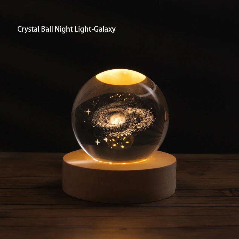 KIMLUD, Interstellar Universe Moon Crystal Ball Night Light Desktop Bedroom Home Decoration Romantic Valentine Day Kid Gift Night Lamp, Galaxy, KIMLUD APPAREL - Womens Clothes