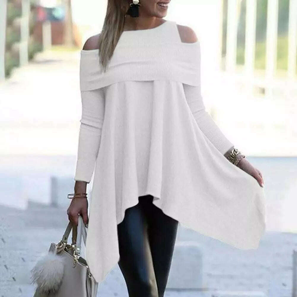 Irregular Womens Tops And Blouses Casual O Neck Long Sleeve Top Female Tunic 2021 Autumn Plus Size Women Blusas Shirts - KIMLUD