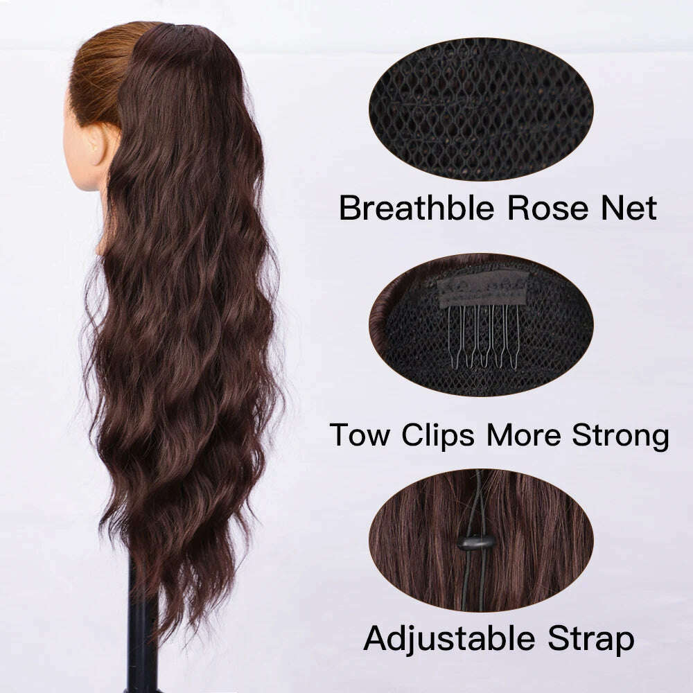 KIMLUD, I's a wig Synthetic Long natural wave hair extensions for women Wrap Around Clip In Ponytail Hair Extension Heat Reistan, KIMLUD Women's Clothes