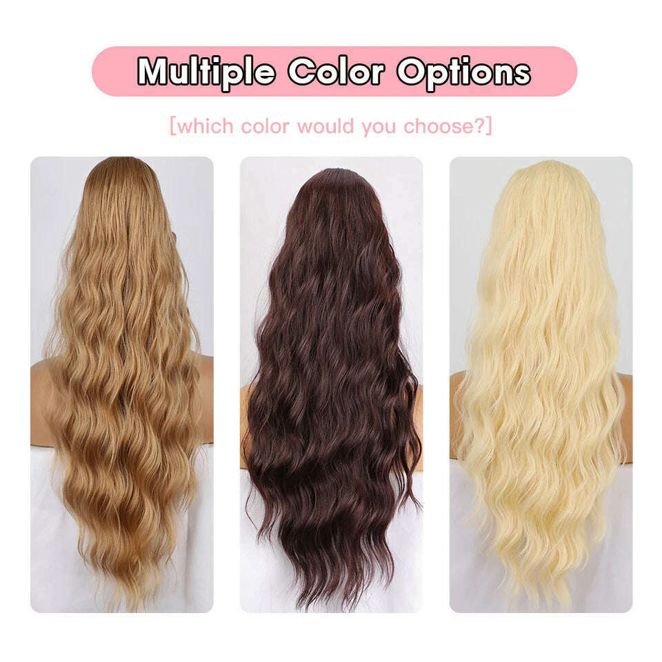 KIMLUD, I's a wig Synthetic Long natural wave hair extensions for women Wrap Around Clip In Ponytail Hair Extension Heat Reistan, KIMLUD Women's Clothes