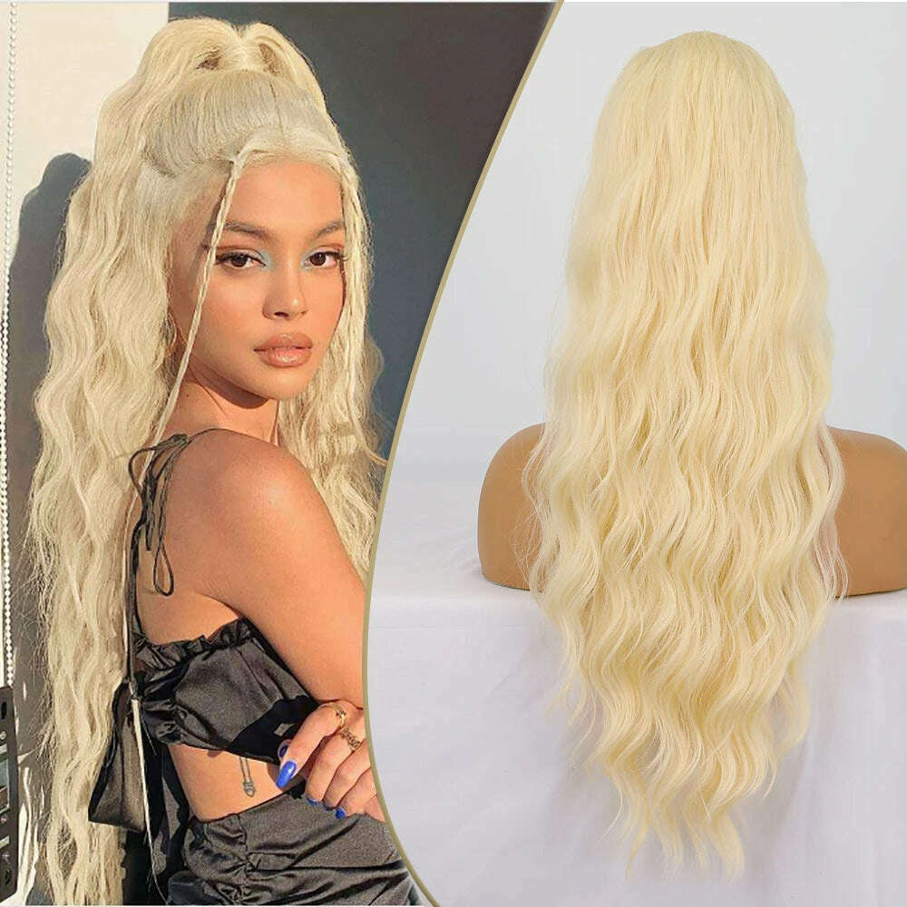 KIMLUD, I's a wig Synthetic Long natural wave hair extensions for women Wrap Around Clip In Ponytail Hair Extension Heat Reistan, PT142-613, KIMLUD Women's Clothes