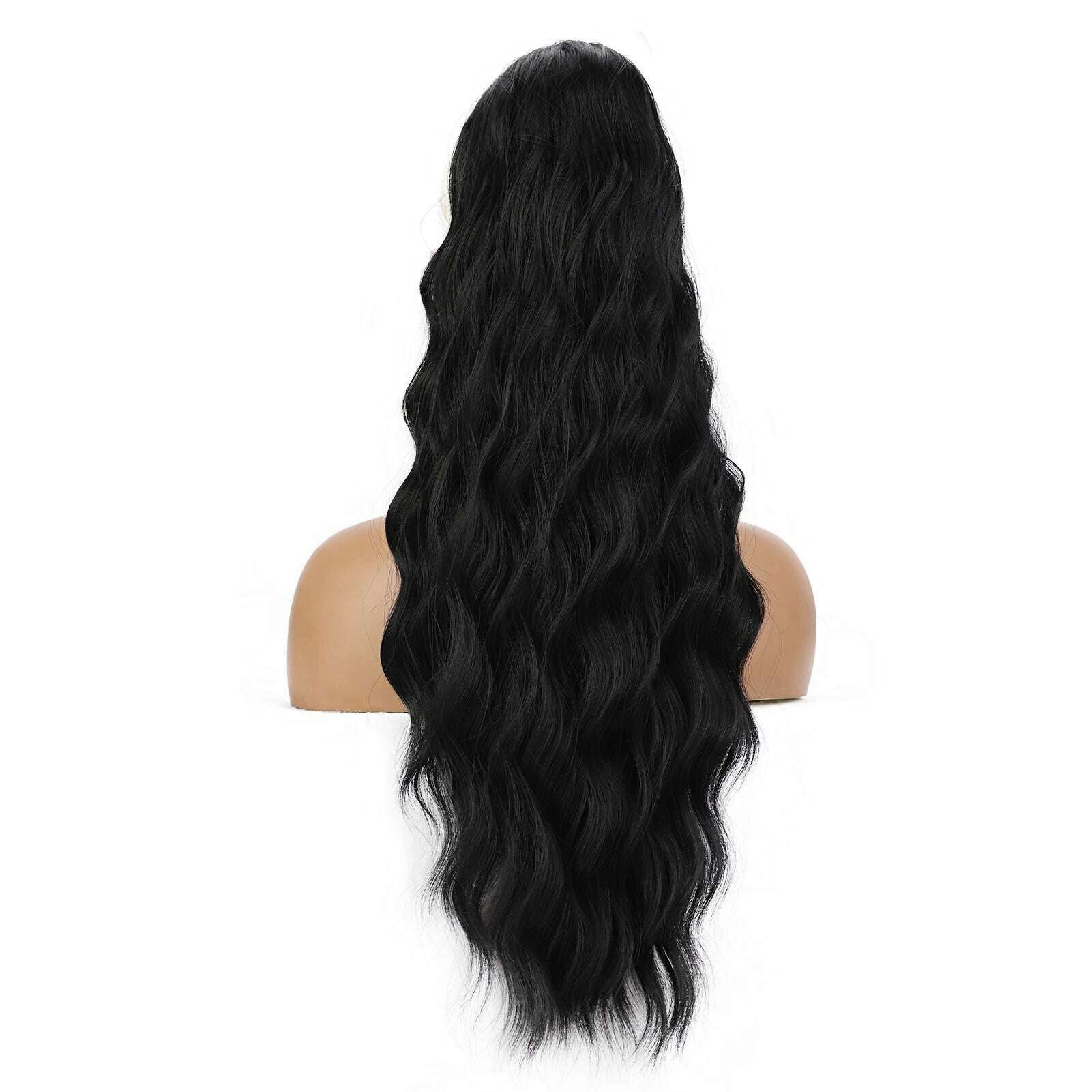 KIMLUD, I's a wig Synthetic Long natural wave hair extensions for women Wrap Around Clip In Ponytail Hair Extension Heat Reistan, PT142-1B, KIMLUD APPAREL - Womens Clothes