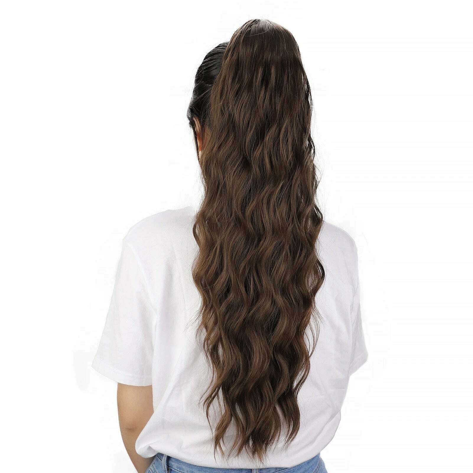 KIMLUD, I's a wig Synthetic Long natural wave hair extensions for women Wrap Around Clip In Ponytail Hair Extension Heat Reistan, PT142-8B, KIMLUD Women's Clothes