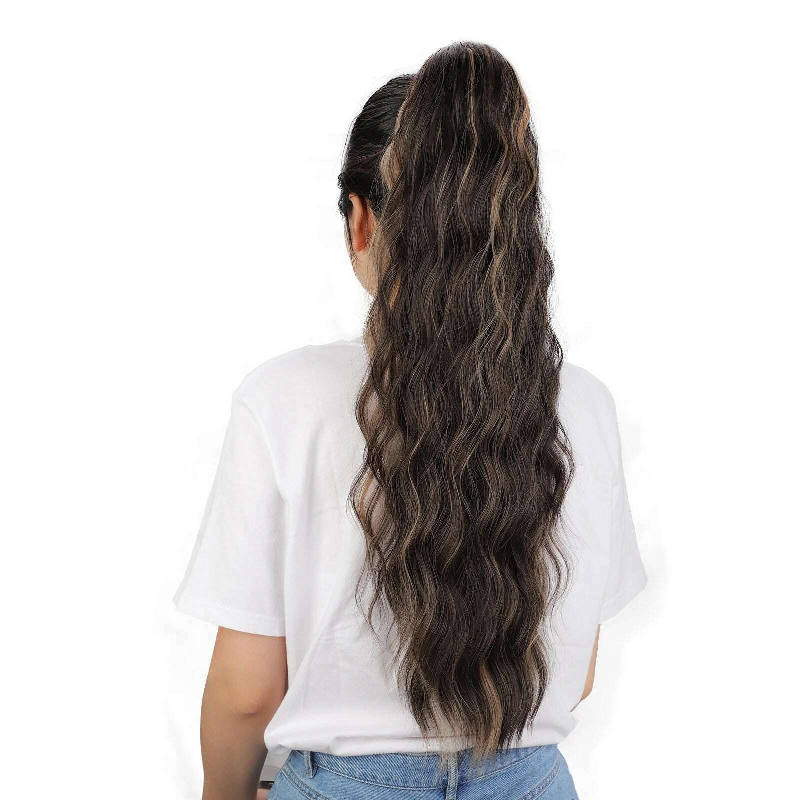 KIMLUD, I's a wig Synthetic Long natural wave hair extensions for women Wrap Around Clip In Ponytail Hair Extension Heat Reistan, PT142-6-22, KIMLUD Womens Clothes