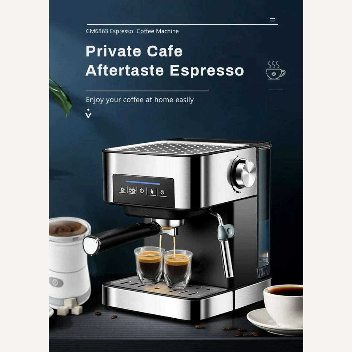 KIMLUD, Italian Espresso Coffee Maker  Home Appliances Semi-automatic Stainless Steel Coffee Machine  CRM6863 With Cappuccino Latte, KIMLUD Womens Clothes