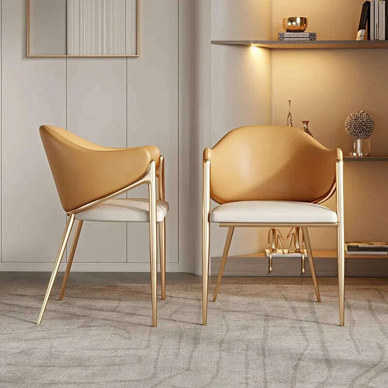 KIMLUD, Italian Light Luxury Dining Chair Modern Simple Household Backrest Chair Scandinavian Designer Coffee Shop Hotel Leisure Chair, KIMLUD Womens Clothes