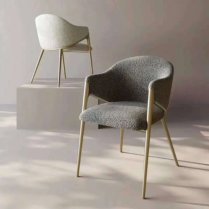 KIMLUD, Italian Light Luxury Dining Chair Modern Simple Household Backrest Chair Scandinavian Designer Coffee Shop Hotel Leisure Chair, cashmere-grey, KIMLUD APPAREL - Womens Clothes