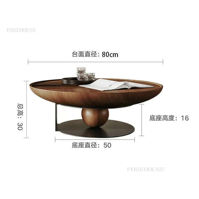 KIMLUD, Italian Small Apartment Sofa Side Table Designer Round Coffee Tables Modern Minimalist Living Room Solid Wood Corner Table GM, 80cm table, KIMLUD Womens Clothes