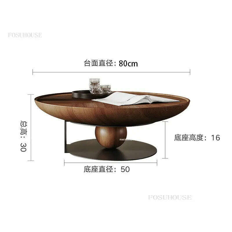 KIMLUD, Italian Small Apartment Sofa Side Table Designer Round Coffee Tables Modern Minimalist Living Room Solid Wood Corner Table GM, KIMLUD Womens Clothes