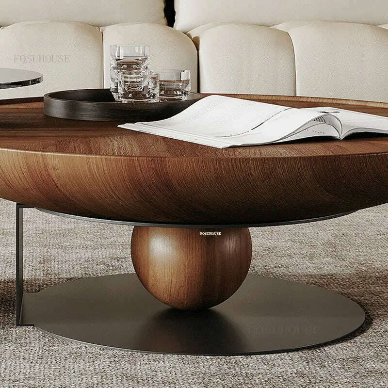 KIMLUD, Italian Small Apartment Sofa Side Table Designer Round Coffee Tables Modern Minimalist Living Room Solid Wood Corner Table GM, KIMLUD Womens Clothes