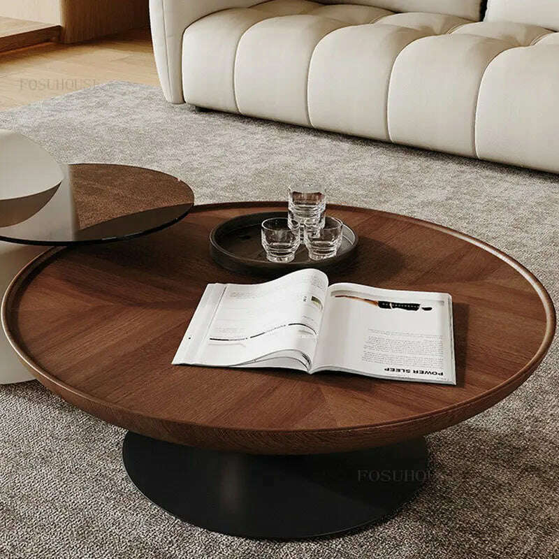 KIMLUD, Italian Small Apartment Sofa Side Table Designer Round Coffee Tables Modern Minimalist Living Room Solid Wood Corner Table GM, KIMLUD Womens Clothes