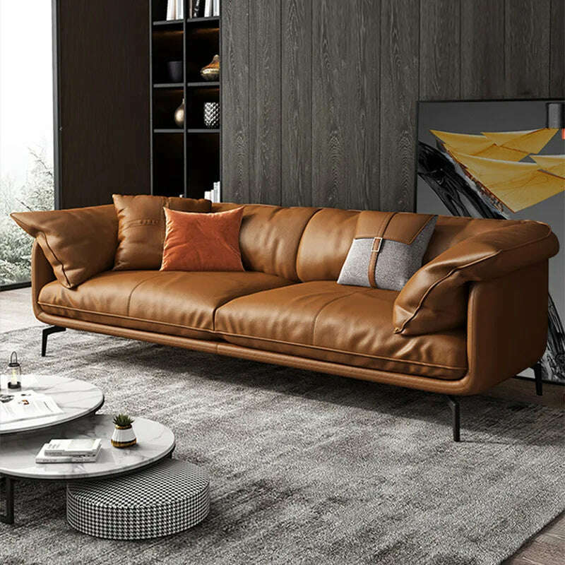 KIMLUD, Italian-Style Light Luxury down Napa Leather Sofa Modern Minimalist Living Room Combination Leather Sofa, KIMLUD Women's Clothes