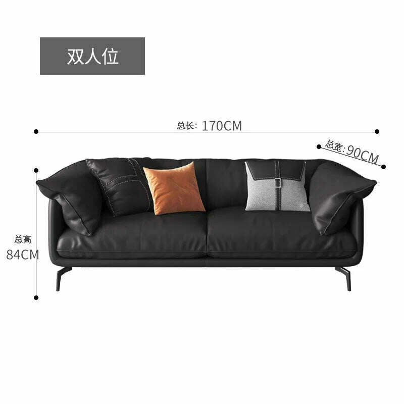 KIMLUD, Italian-Style Light Luxury down Napa Leather Sofa Modern Minimalist Living Room Combination Leather Sofa, Double Seat, KIMLUD APPAREL - Womens Clothes
