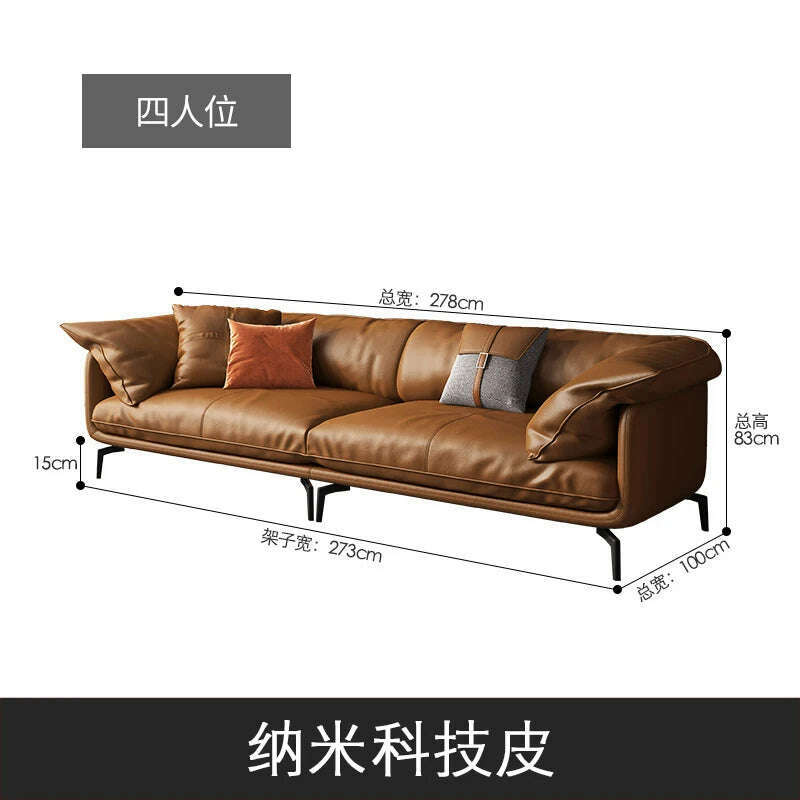 KIMLUD, Italian-Style Light Luxury down Napa Leather Sofa Modern Minimalist Living Room Combination Leather Sofa, 4, KIMLUD APPAREL - Womens Clothes