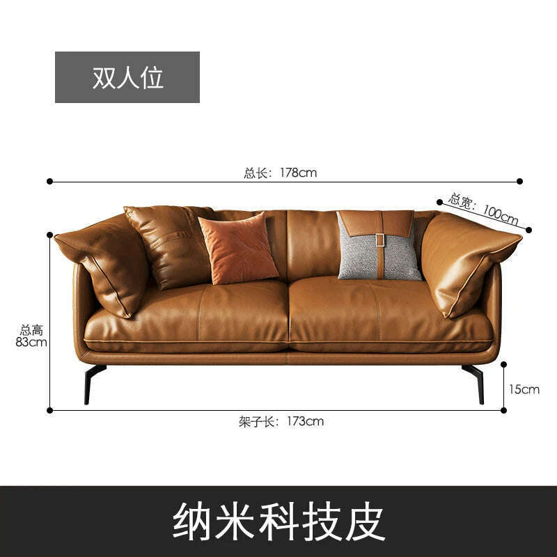 KIMLUD, Italian-Style Light Luxury down Napa Leather Sofa Modern Minimalist Living Room Combination Leather Sofa, 2, KIMLUD APPAREL - Womens Clothes