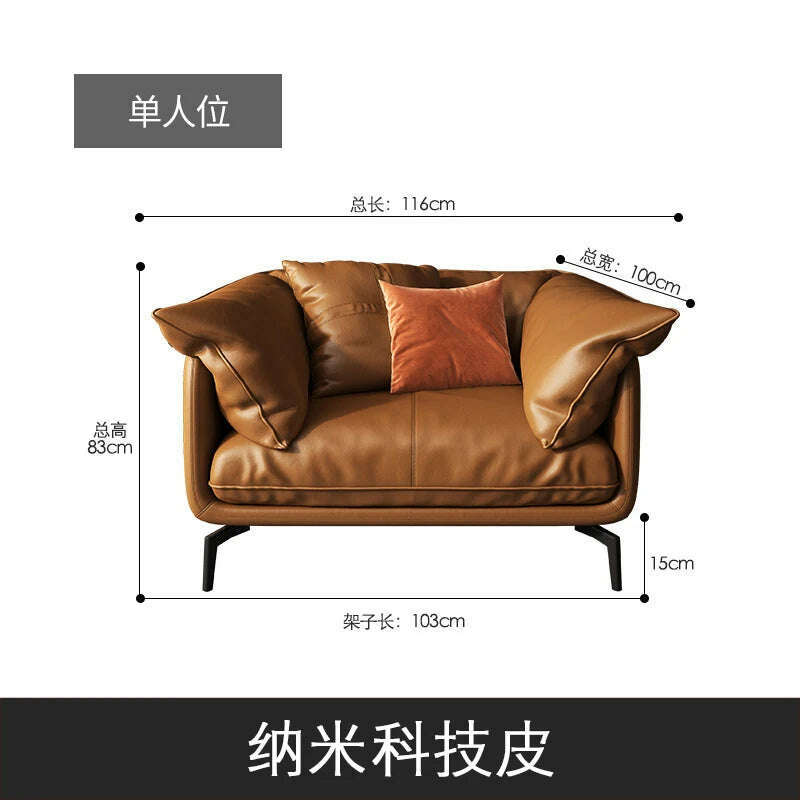 KIMLUD, Italian-Style Light Luxury down Napa Leather Sofa Modern Minimalist Living Room Combination Leather Sofa, 1, KIMLUD APPAREL - Womens Clothes