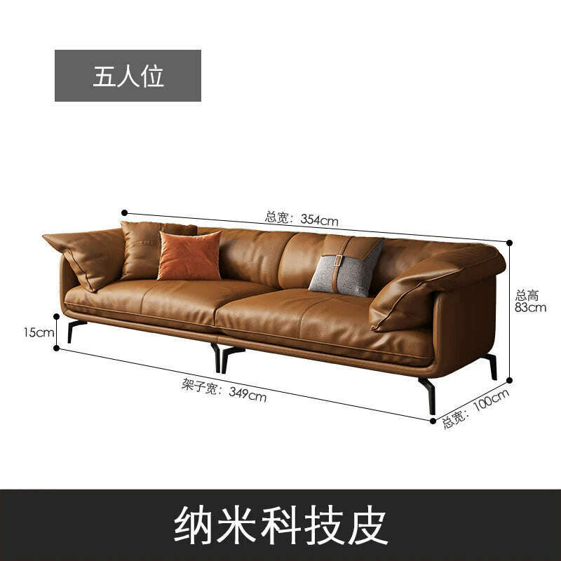 KIMLUD, Italian-Style Light Luxury down Napa Leather Sofa Modern Minimalist Living Room Combination Leather Sofa, 5, KIMLUD APPAREL - Womens Clothes