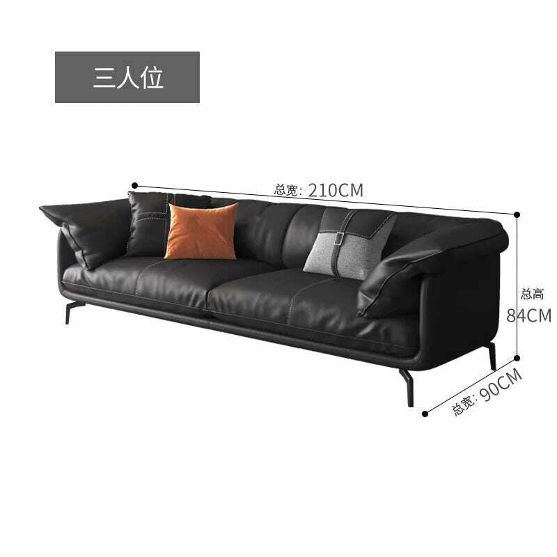 KIMLUD, Italian-Style Light Luxury down Napa Leather Sofa Modern Minimalist Living Room Combination Leather Sofa, ThreeSeat, KIMLUD APPAREL - Womens Clothes