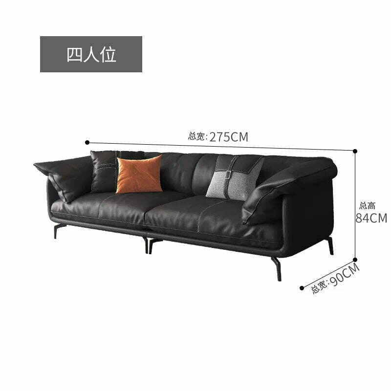 KIMLUD, Italian-Style Light Luxury down Napa Leather Sofa Modern Minimalist Living Room Combination Leather Sofa, FourSeat, KIMLUD APPAREL - Womens Clothes