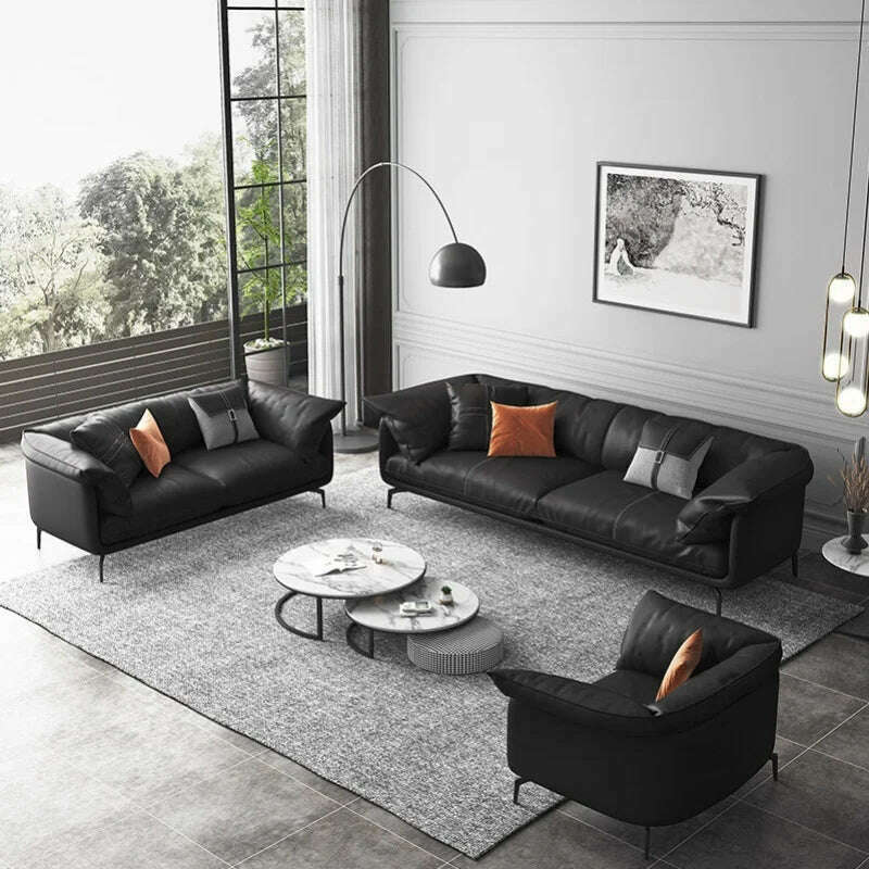 KIMLUD, Italian-Style Light Luxury down Napa Leather Sofa Modern Minimalist Living Room Combination Leather Sofa, KIMLUD Womens Clothes