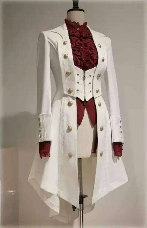 Japanese Retro Dark Long Trench Coat British Style Gothic Handsome Knight Outfit Lolita Sweet Long-sleeved Slimming Jacket - KIMLUD