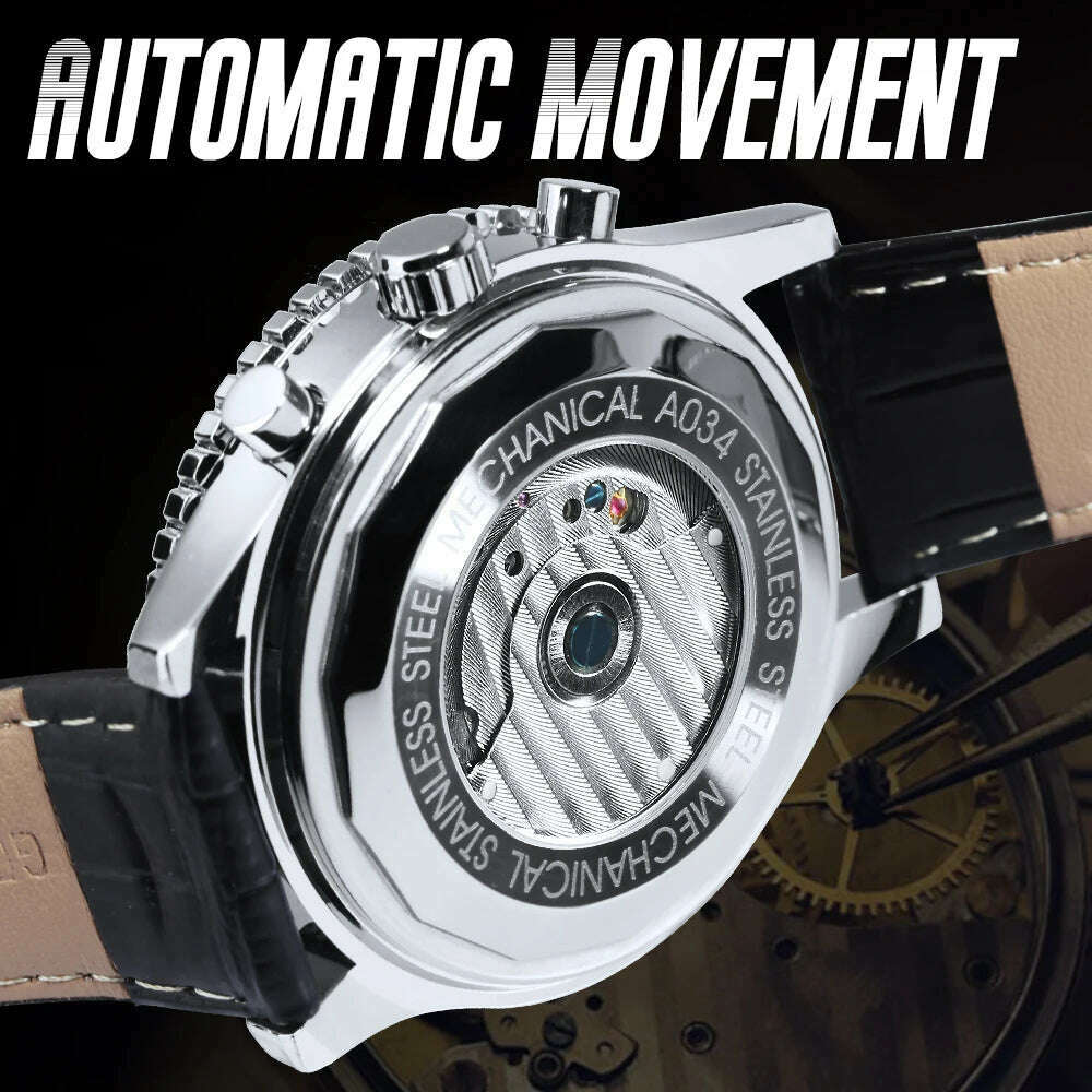 KIMLUD, JARAGAR 034 brand tourbillon men's fully automatic mechanical watches waterproof leather strap mechanical watch for men, KIMLUD Womens Clothes