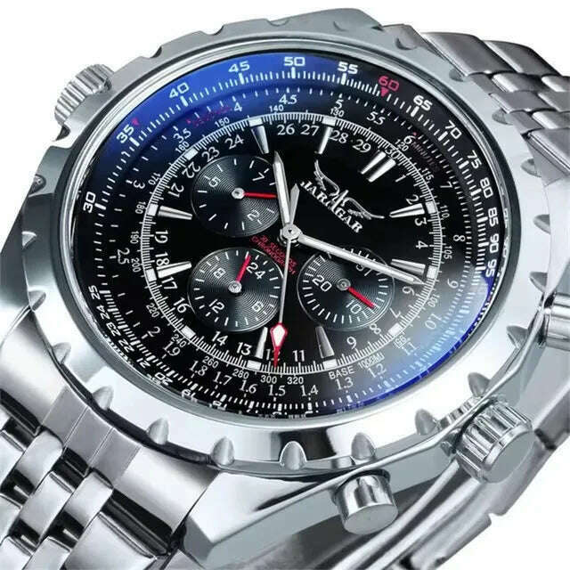KIMLUD, JARAGAR 212 Men Automatic Mechanical Watch Fashion Business Leisure Multifunctional Stainless Steel Wristwatch for Male Gift, KIMLUD Womens Clothes