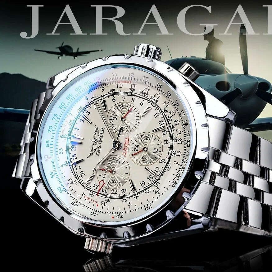 KIMLUD, JARAGAR 212 Men's Fashion Automatic Mechanical Watches Leisure Hollowing Dial Chronograph Luminous Multifunctional Wristwatch, KIMLUD Womens Clothes