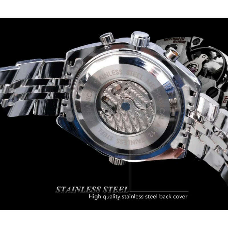 KIMLUD, JARAGAR 212 Men's Fashion Automatic Mechanical Watches Leisure Hollowing Dial Chronograph Luminous Multifunctional Wristwatch, KIMLUD Womens Clothes