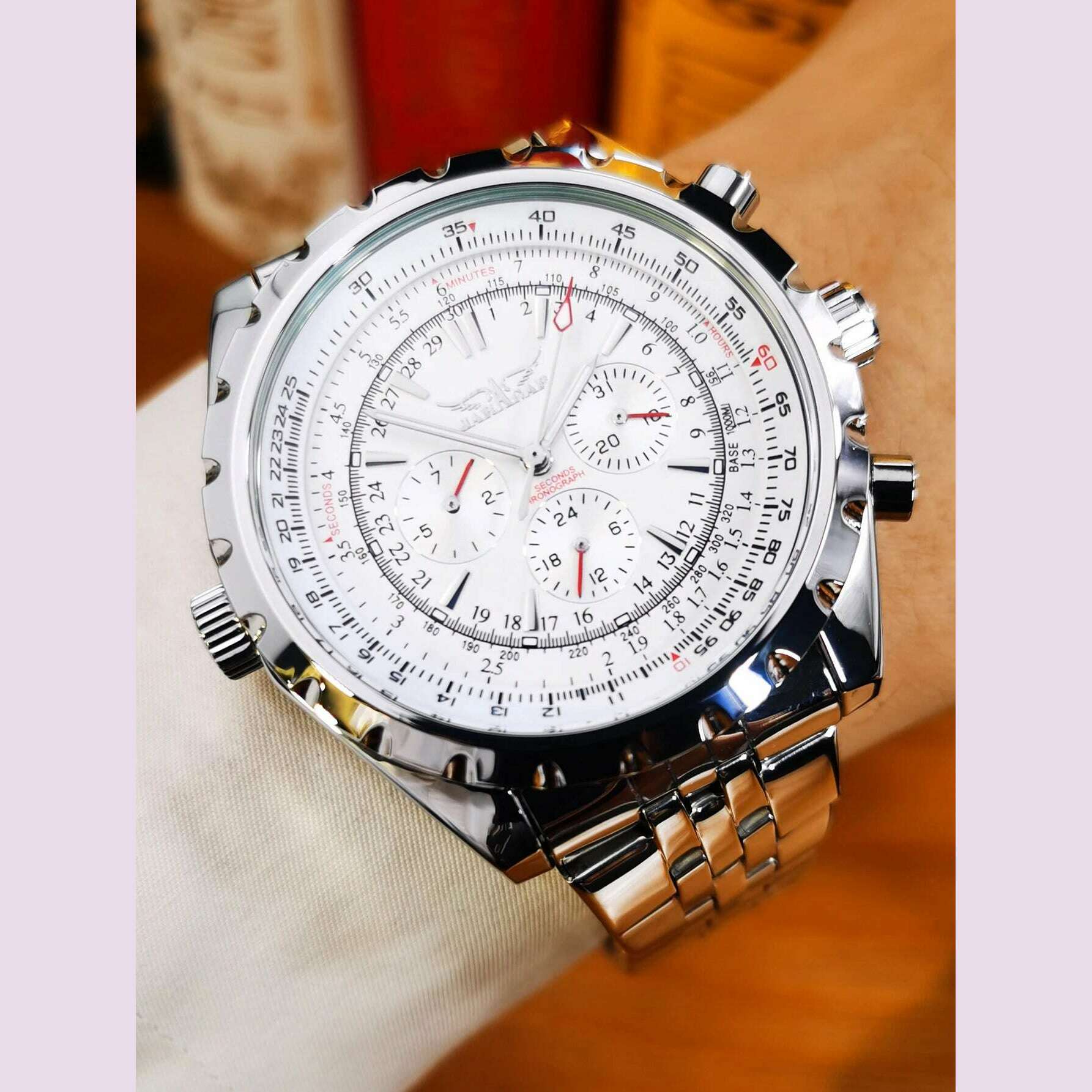 KIMLUD, JARAGAR Sports Mens Watches Top Brand Luxury Automatic Mechanical Watch for Men Silver Stainless Steel Strap Military Wristwatch, KIMLUD Womens Clothes