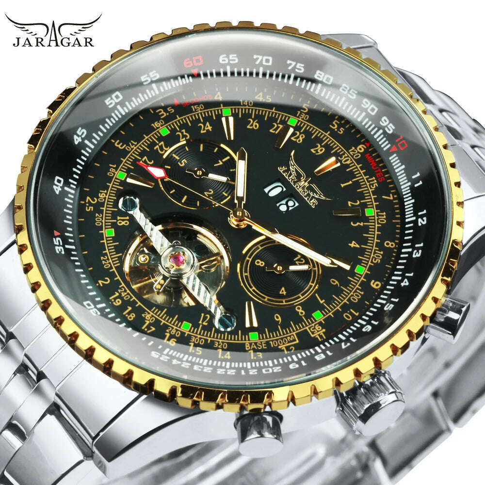 KIMLUD, JARAGAR Tourbillon Wrist Watches for Men Automatic Mechanical Military Male Watch Calendar Multi Function Top Brand Luxury Reloj, KIMLUD Womens Clothes