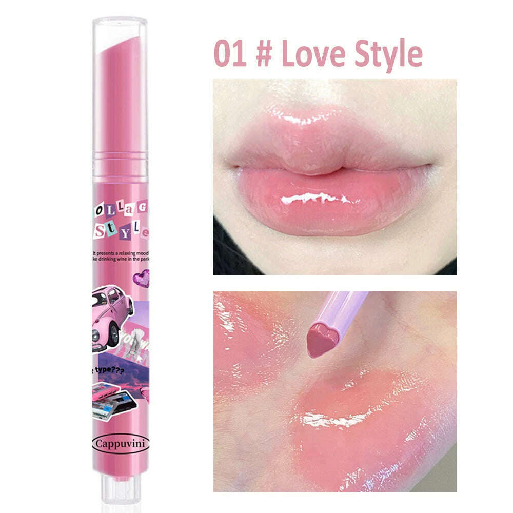 KIMLUD, Jelly Mirror Lipstick Makeup Love Shape Waterproof Non-stick Cup Solid Lip Gloss Clear Long Lasting Moisturizing Lipstick Pen, A01 Love Style, KIMLUD Womens Clothes